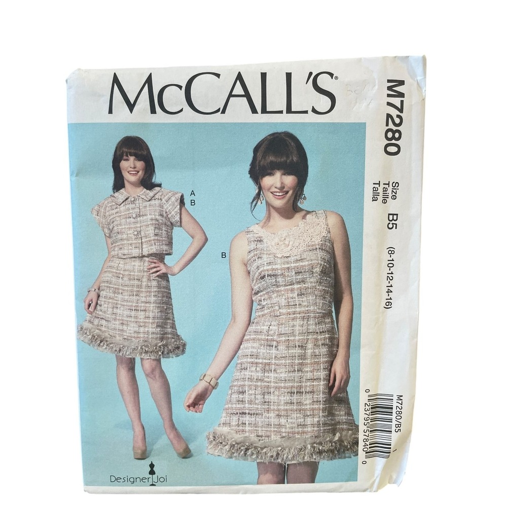 McCall's M7280 Jacket and Dress Sewing Pattern Misses Size 8-16 Designer Joi